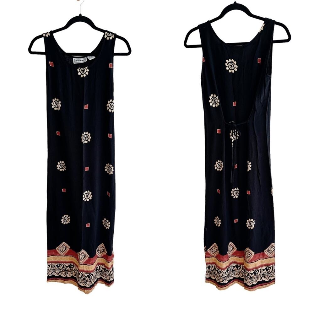 Vintage 90s Sleeveless Artsy Boho Geometric Maxi Dress